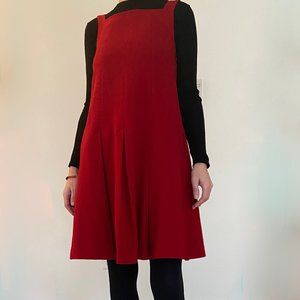 Red Wool Pinafore Dress, by Cabbages & Roses, US size 6